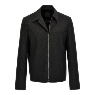 Givenchy Gestructureerde Blouson - Heren - Zomerjassen - Grijs - M - Wol - Jassen