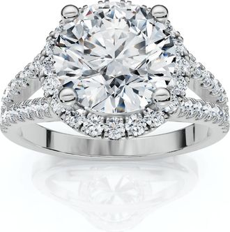Pompeii3 Certified 2 1/2Ct Halo Split Shank Diamond Engagement Ring 14k Gold Lab Grown Size Selectable