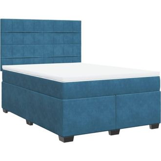 vidaXL Vidaxl - Cama Box Spring Con Colch&oacute;n Terciopelo Azul 160x200 Cm
