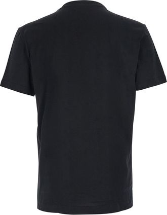Dolce & Gabbana Mens Crewneck Black T-Shirt With Logo Embroidery Cotton T-Shirts And Polos