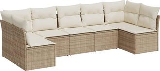 vidaXL Vidaxl - Set Sof&aacute;s De Jard&iacute;n 7 Piezas Y Cojines Rat&aacute;n Sint&eacute;tico Beige