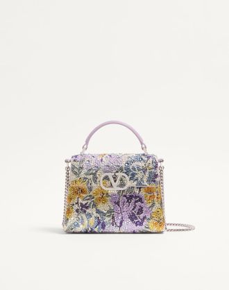 Valentino Garavani Borsa a mano mini Valentino Garavani Vsling con strass motivo Flowerism e logo gioiello Donna LILLA UNI