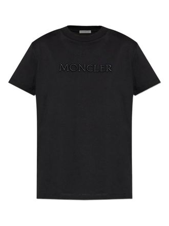 Moncler Embroidered Tonal Logo Cotton T-Shirt
