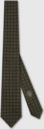 Gucci Horsebit Silk Jacquard Tie, Green