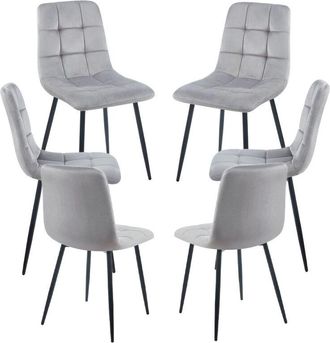 Regalos Miguel Regalos Miguel - Packs Sillas Comedor - Pack 6 Sillas Stuhl Terciopelo - Gris claro