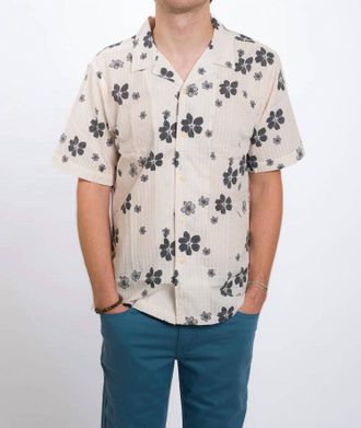 Ezekiel Playa Camp Short Sleeve Woven Button Down Shirt In Bone