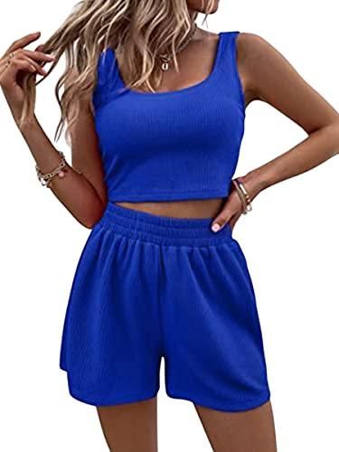 ORANDESIGNE Ensemble Femme Ete Chic Elegant Débardeur Crop Top