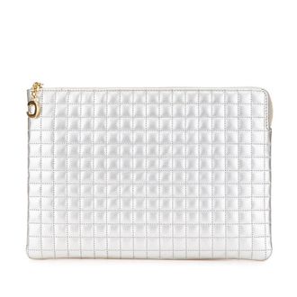 Celine Pre-owned Celine Quilted Metallic Calfskin C Charm Pouch Ladies S IE 4188