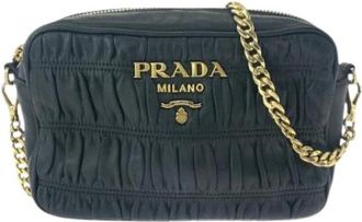 Prada Pre-owned Cross Body Bags, female, Black, Size: ONE SIZE Pre-owned Nappa Leather Chain Shoulder Bag