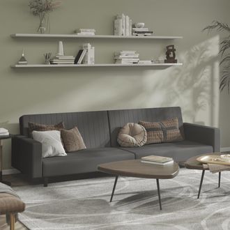 vidaXL Devenirriche - Sof&aacute; Cama De 2 Plazas Terciopelo Gris Oscuro Vidaxl