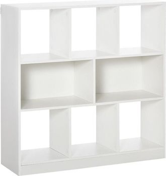 HOMCOM Homcom - Estantería Librería con 8 Compartimentos Estantería de Exposición Libros Moderna para Sala de Estar Dormitorio Oficina 97,5x30x100 cm Blanco