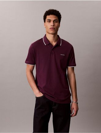 Calvin Klein Mens Liquid Touch Tipped Polo Shirt - Purple - 2XL