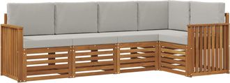 vidaXL Conjunto De Sof&aacute;s De Exterior 5 Uds. Gris Natural Y Claro Vidaxl