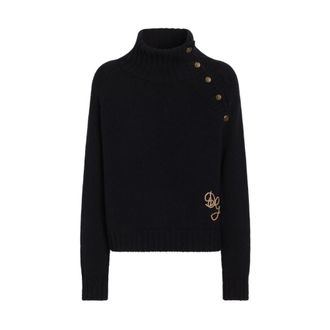 Dolce & Gabbana Truien & Vesten, Heren, Blauw, M, Maglione a collo alto con logo