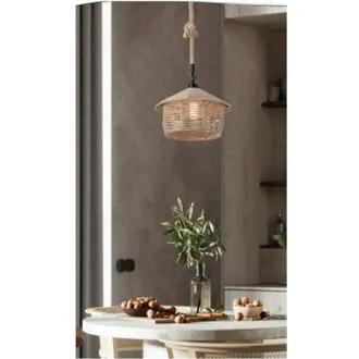 Trade Shop Trade Shop Traesio - Trade Shop - Lampadario In Corda Canapa Stile Vintage Retro Lampada Country Attacco E27 A54