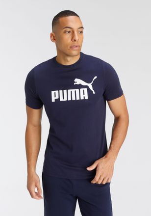 Puma T-Shirt PUMA ESS LOGO TEE, Herren, Gr. S, blau (peacoat), Jersey, Obermaterial: 100% Baumwolle, bedruckt, regular fit normal, Rundhals, Shirts T-Shirt