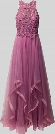 Laona Abendkleid mit Spitzenbesatz in Pink, Größe 32