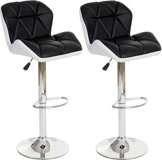 Hhg nunca usado] Juego de 2 taburetes de bar 156, taburete de bar taburete de mostrador, altura regulable imitación cuero, negro