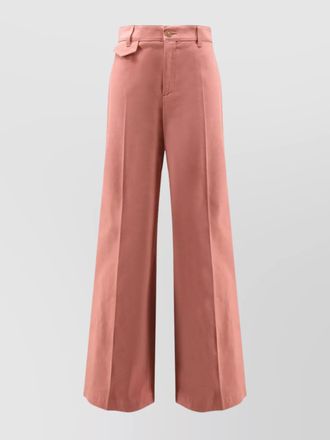 Chlo&eacute; cotton high waist flared trousers with back pockets