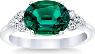 Pompeii3 3 1/4Ct Oval Emerald & Lab Grown Diamond Ring in 10k White or Yellow Gold