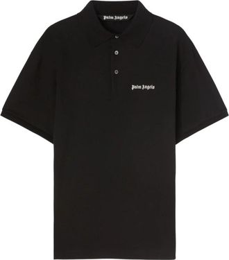 Palm Angels Polo Shirt van katoen met logo-borduurwerk - Heren - Polos - Zwart - XL - Katoen - Tops