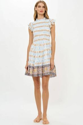 Oliphant Smocked Flirty Short Dress In Geneva Blue