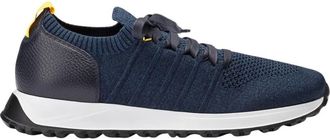 Doucal's Sneaker van performance materiaal en blauw leer - Heren - Sneakers - Blauw - 45 EU - Leer - Schoenen