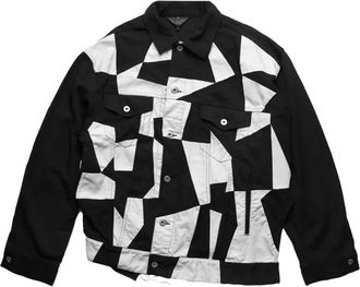 Comme Des Gar&ccedil;ons patchwork twisted trucker jacket - men - Polyester - L - Black