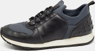 Tod's Tods Black/blue Leather And Nylon Low Top Sneakers