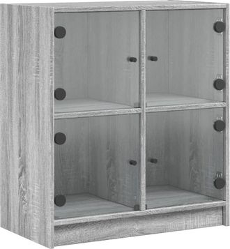 vidaXL Armario auxiliar puertas de vidrio gris Sonoma 68x37x75,5 cm Vidaxl