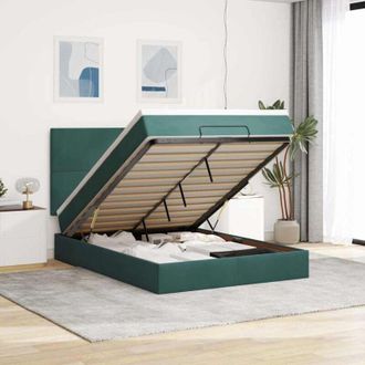 vidaXL Estructura Cama Otomana Colchones Terciopelo Verde Oscuro Vidaxl