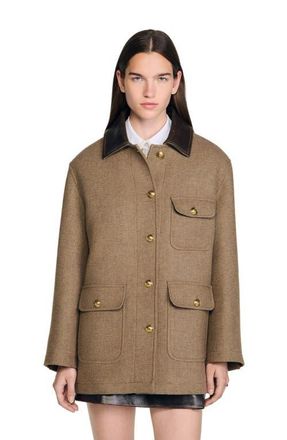 Sandro Tweed coat in Caramel at Nordstrom, Size X-Small