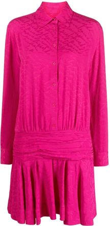 Pinko logo-jacquard pleated shirtdress - women - Acetate/Silk - 38