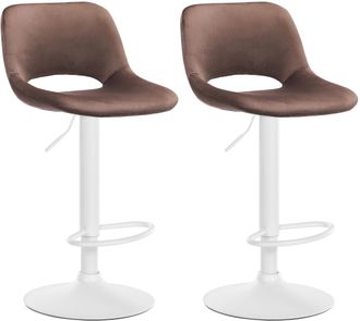 Clp Clp - Set De 2 Taburetes De Bar Camden En Terciopelo Marr&oacute;n Metal Blanco Mate