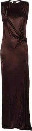 Elisabetta Franchi Rode Loper Jurk in Glanzende Viscose Jersey - Dames - Avondkleed - Bruin - L - Kleedjes
