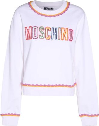 Moschino Wit Oranje Sweatshirt met Geborduurd Logo - Dames - Sweatshirts - Wit - XS - Katoen - Hoodies & sweatvesten