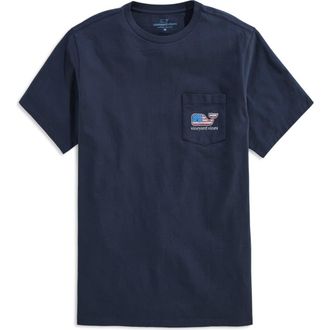 Vineyard Vines Whale Flag Cotton Graphic T-Shirt in Vineyard Navy at Nordstrom, Size Xx-Large