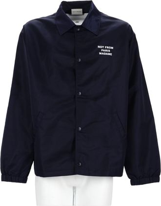 Dr&ocirc;le de Monsieur Slogan Lightweight Boxy Fit Statement Text Jacket