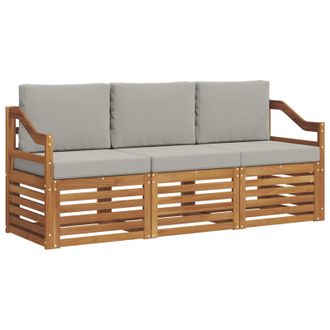 vidaXL Juegos De Sof&aacute;s Con Coj&iacute;n 3 Pcs Gris Natural Y Claro Vidaxl