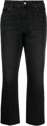 BA&SH logo-patch cropped jeans - women - Cotton - 31 - Black