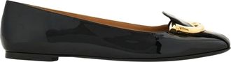 Ferragamo Black Leather Flats