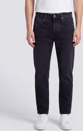 Amish Jeans Jeremiah slim fit a vita media in denim di cotone nero