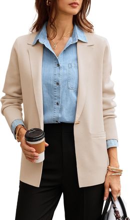 Grace Karin Lightweight Cardigans for Women V Neck Knitted Sweater Business Casual Blazer Apricot XXL