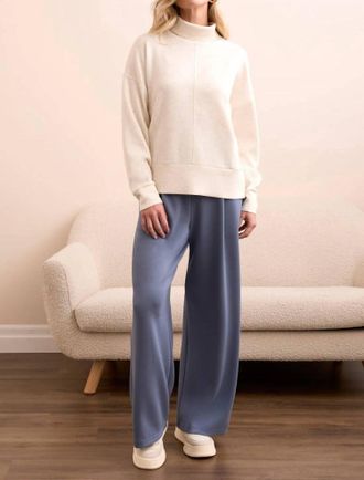 Tribal Techno Lux Drop Shoulder Funnel Neck Top In Heather Frost Grey