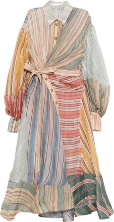 Zimmermann Rebellion gestreepte midi-jurk - Beige
