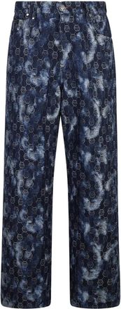 Philipp Plein Beach Boy Fit Jeans Jacquard Monogram - Heren - Regular Fit Jeans - Blauw - W32 - Katoen - Jeans