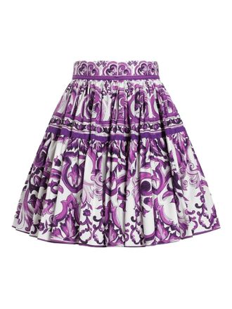 【関税&送料込】Dolce&Gabbana Pleated Skirt With Maiolica Pr DOLCE&GABBANA Maiolica pleated printed cotton-poplin mini
