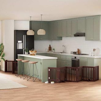 vidaXL Puerta De Perros Plegable 12 Paneles Madera &Aacute;lamo Marr&oacute;n 600 Cm Vidaxl