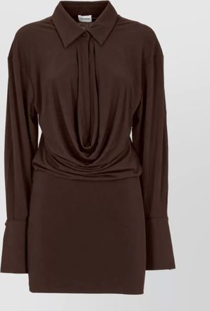 Andamane draped long sleeve mini dress