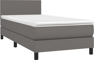 vidaXL Vidaxl - Cama Box Spring Y Colch&oacute;n Led Cuero Sint&eacute;tico Gris 90x190 Cm